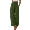 thumbnail image 1 of LEKODE Women Linen Pants Gym Clothes Plus Size Pants Tall Pants Long Travel Pants Women Lounge Pants Golf Pants Fishing Pants Lightweight Summer Pants Women Army Green L, 1 of 6