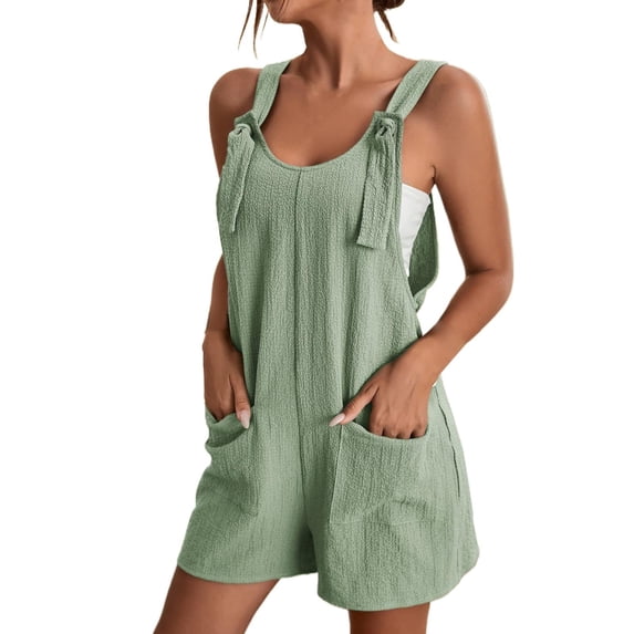 LEKODE Women Rompers and Jumpsuits Sleeveless Jumpsuits Flowy Jumpsuits for Women Plus Size Jumpsuits Workout Jumpsuits for Women Ruched Rompers Wide Leg Jumpsuit Womens Vacation Outfits A Green 2 S
