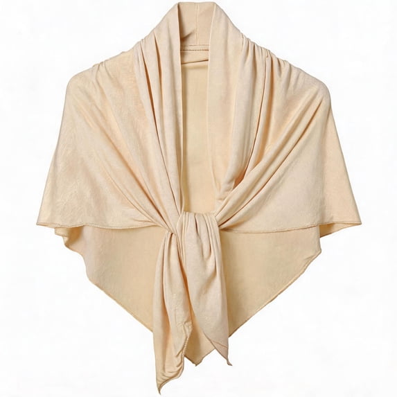 LEKODE Women Triangle Knit Shawl Wrap with Pull Through Loop, Versatile Poncho Cover Up for Office Wedding Evening Daily Wear Beige One Size