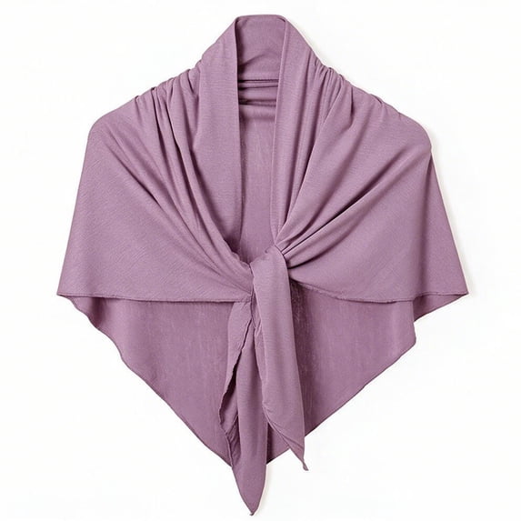 LEKODE Women Triangle Knit Shawl Wrap with Pull Through Loop, Versatile Poncho Cover Up for Wedding Daily Evening Wear Light Violet One Size