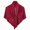 thumbnail image 1 of LEKODE Women Triangle Knit Shawl Wrap with Pull Through Loop, Versatile Poncho Cover Up for Wedding Daily Evening Wear Wine One Size, 1 of 5