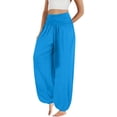 thumbnail image 1 of LEKODE Women's Fold Over Yoga Pants High Waist Loose Baggy Jogger Trousers Lightweight Casual Pants with Pockets Blue L, 1 of 4