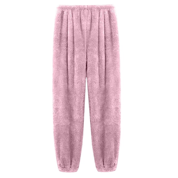 LEKODE Women's Fuzzy Plush Warm Pajama Pants Fleece Lounge Sleepwear Pj Bottoms Cozy Loungewear Pink XL