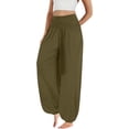 thumbnail image 1 of LEKODE Women's Harem Pants, High Waist Yoga Boho Trousers with Pockets Bronze 4XL, 1 of 4