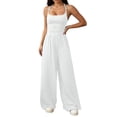 thumbnail image 1 of LEKODE Women's Jumpsuit Wide Leg Summer Pants for Women Comfy Beach Vacation Trendy Overalls Sleeveless Boho Jumpsuit Flowy Jumpsuits for Women Summer Rompers for Women 2026 White M, 1 of 6