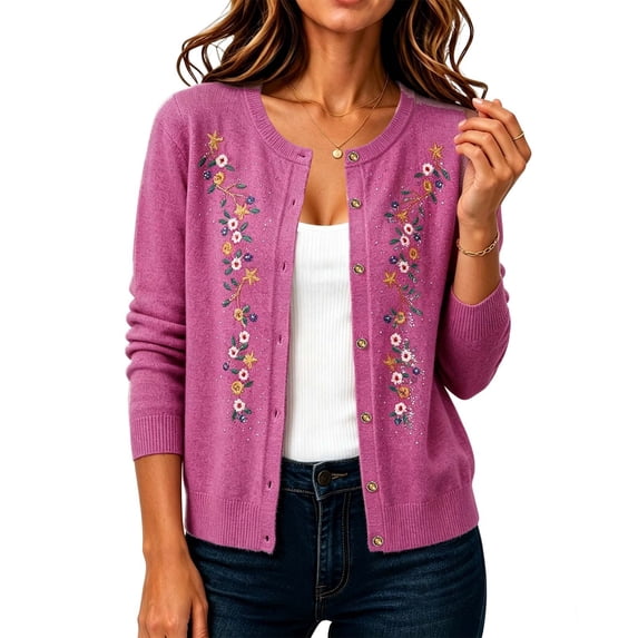 LEKODE Women's Knit Cardigans Oversized Cardigan Long Sleeve Cute Soft Button-down Sweater fashion clothing Purple XL