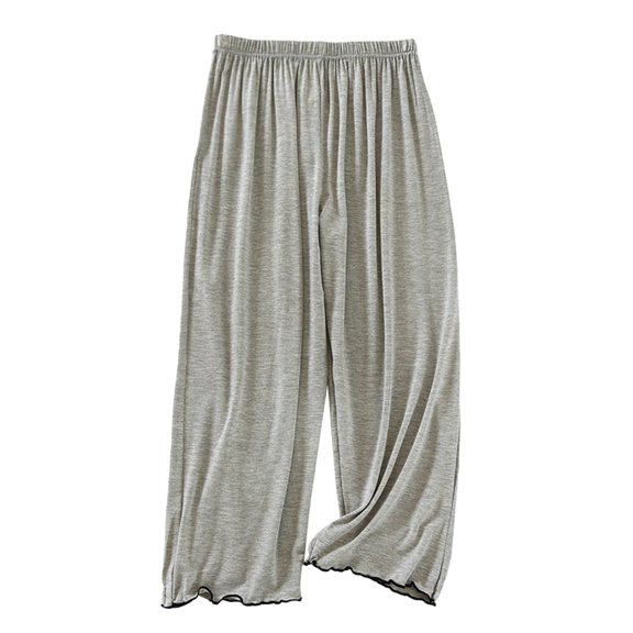 LEKODE Women's Modal Soft Pajamas Pants ‑ Comfy Elastic Waist Loose Wide Leg Pjs Bottom Lounge Sleepwear Gray L