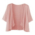 thumbnail image 1 of LEKODE Women's Open Front Draped Cardigan, 3/4 Sleeve plain Casual Cropped Lightweight Top teacher clothes Pink M, 1 of 4