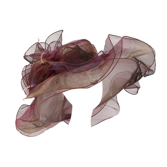 LEKODE Women's Organza Church British Fascinator Bridal Tea Party Wedding Hat Summer Ruffles Cap Red One Size