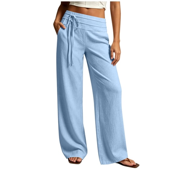 LEKODE Women's Pants Pants for Women Loose Fit Golf Pants Yoga Pants Women Flowy Pants for Women Lounge Pants Women Summer Pants for Women Plus Size Pants Sky Blue XL