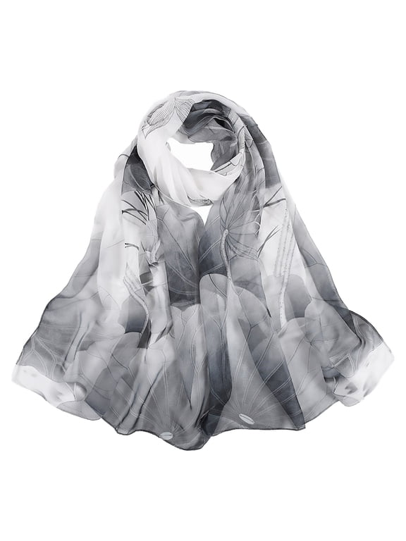 Women's Printed Scarf womens lightweight scarf soft lightweight fashion shawl floral scarf for women infinity scarf summer sun protection scarf boho vintage neck scarf Black One Size
