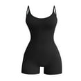 thumbnail image 1 of LEKODE Women's Romper Workout Romper Casual Romper Unitard Stretch Short Romper Ribbed Unitard Stretch Athletic Romper Beach Rompers Comfy Rompers Travel Outfits for Women Black L, 1 of 5