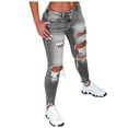 thumbnail image 1 of LEKODE Women's Stretchy Ripped Hole Skinny Jeans Butt Lifting Distressed Denim Pants with Pockets Trousers Gray 5XL, 1 of 4