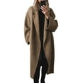 thumbnail image 1 of LEKODE Women's Winter Wool Blend Coat Double Breasted Casual Notch Lapel Long Trench Overcoat Peacoat Brown M, 1 of 6