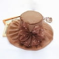 thumbnail image 1 of LEKODE Women's organza hat Chic and Stylish Packable Wide Brim Hat womens dress Hat church Hat Bowler Hat Wide Brim Sun Hat vintage Hat Hat for Women fascinators Hat Summer Sun hat Coffee One Size, 1 of 1