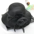 thumbnail image 1 of LEKODE Women's organza hat Organza Derby Hat for Women Sun Hat for Ladies chapeau pour femme Summer Sun hat church Hat womens dress Hat church Hat elegant Hat for women Hat for Women Black One Size, 1 of 1