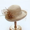 thumbnail image 1 of LEKODE Women's organza hat Organza Derby Hats for Women womens dress hats Outdoor Hat Sun Hat for Ladies Summer Sun hat elegant hats for women fascinators hats Packable Wide Brim Hats Beige One Size, 1 of 4
