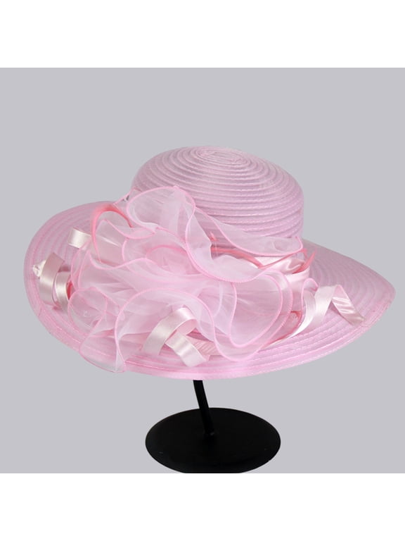 Women's organza hat Sun Hat for Ladies elegant hats for women church hats easter hats Dressy Hats womens dress hats kentucky derby hats for women church hats fancy hats Pink One Size