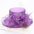 thumbnail image 1 of LEKODE Women's organza hat Tea Party Wedding Hat elegant Hat for women spring Hat for women fancy Hat for women Packable Wide Brim Hat Organza Derby Hat for Women Bowler Hat Sun Hat Purple One Size, 1 of 3