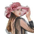 thumbnail image 1 of LEKODE Women's organza hat church hats Dressy Hats women hats for church womens dress hats church hats Summer Sun hat fancy hats for women Wide Brim Sun Hat Sun Hat for Ladies Wine One Size, 1 of 6