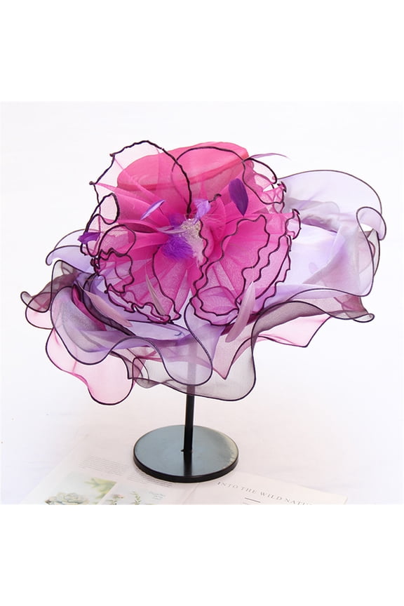 Women's organza hat church hats easter hats summer hats for women vintage hats elegant hats for women Tea Party Wedding Hat Organza Derby Hats for Women church hats Hot Pink One Size