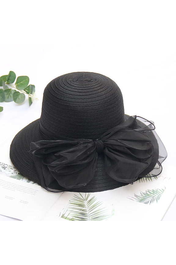 Women's organza hat church hats summer hats for women Sun Hat for Ladies kentucky derby hats for women easter hats fancy hats Organza Derby Hats for Women Dressy Hats Black One Size