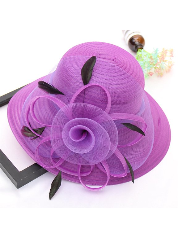 Women's organza hat elegant Hat for women womens dress Hat Sun Hat Chic and Stylish easter Hat church Hat summer Hat for women church Hat vintage Hat spring Hat for women Purple One Size