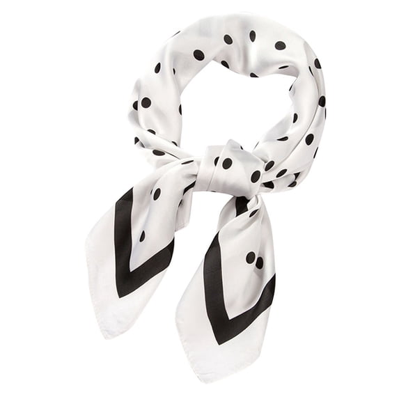 LEKODE Women's scarf silk satin neckerchief skinny scarf boho tiny neck scarf hair wrapping scarf silk head scarf fashion bandana neck wrap neck scarf for women Women's neck scarf White 70X70cm