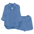 thumbnail image 1 of LEKODE Womens 2 Piece Linen Short Sets Summer Button Down Shirt Shorts Casual Lounge Beach Vacation Outfits with Pockets F 2XL, 1 of 3