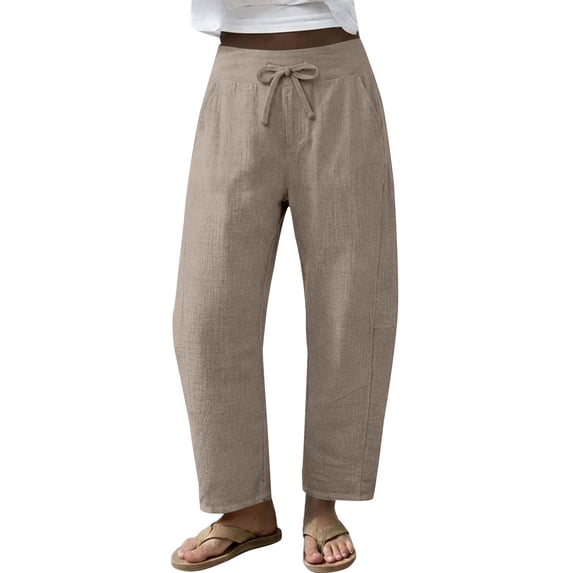 LEKODE Womens Ankle Pants Hiking Pants Barrel Pants Fishing Pants Slacks for Women Wide Leg Pants Woman Plus Size Pants Running Pants Exercise Pants Khaki 2XL