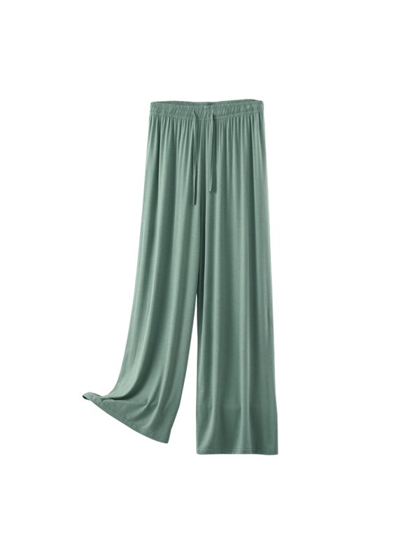 Womens Baggy Wide Leg Palazzo Pants Casual Loose Drawstring Elastic Waisted Lounge Trousers with Pockets Green 2XL