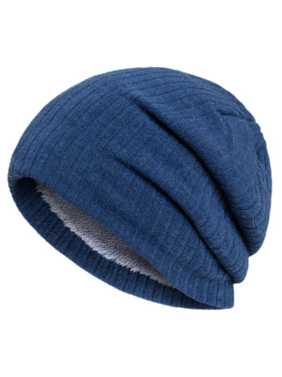 Womens Beanies for Winter Hats for Women Knit Hat No Brim Hats for Women Hat Beanie Hat with Brim Brimless Hats for Men Blue One Size