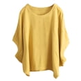 thumbnail image 1 of LEKODE Womens Blouses Summer Loose Dressy Casual Tops Womens Summer Casual Crewneck Batwing Half Sleeve Bell Sleeve Tops for Women 2026 Summer Trendy Clothes Yellow M, 1 of 6
