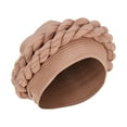 thumbnail image 1 of LEKODE Womens Braid Decor Turban Head Wrap Cap, Stretch Ribbed Chemo Beanie Hat, Elastic Twist Braid Head Cover For Hair‑loss Prayer Daily Use Khaki One Size, 1 of 2