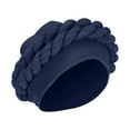 thumbnail image 1 of LEKODE Womens Braid Decor Turban Head Wrap Cap, Stretch Ribbed Chemo Beanie Hat, Elastic Twist Braid Head Cover For Hair‑loss Prayer Daily Use Navy One Size, 1 of 2