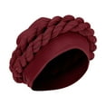thumbnail image 1 of LEKODE Womens Braid Decor Turban Head Wrap Cap, Stretch Ribbed Chemo Beanie Hat, Elastic Twist Braid Head Cover For Hair‑loss Prayer Daily Use Wine One Size, 1 of 2