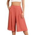 thumbnail image 1 of LEKODE Womens Capri Palazzo Pants Wide Leg Flowy High Waisted Gaucho Capris with Pockets Watermelon Red XL, 1 of 7