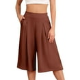 thumbnail image 1 of LEKODE Womens Capri Pant Dressy Casual Wide Leg Palazzo Pants Flowy Gaucho Pants Trousers with Pockets Brown XL, 1 of 8