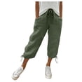thumbnail image 1 of LEKODE Womens Capri Pants Summer Pants for Women Comfy Pants Women Active Wear Business Casual Pants for Women Exercise Pants for Women Plus Size Pants Blackish Green 2XL, 1 of 8