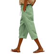 thumbnail image 1 of LEKODE Womens Casual Linen Pants Summer Drawstring Elastic Loose Capri Trousers High Waisted Wide Leg Baggy Slacks Light Green L, 1 of 7