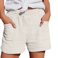 thumbnail image 1 of LEKODE Womens Casual Loose Elastic Drawstring Summer Beach Bermuda Pocketed Shorts White M, 1 of 7