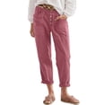 thumbnail image 1 of LEKODE Womens Cotton Linen Cargo Pants Button Fly Wide Leg Summer Trousers Pink 2XL, 1 of 7
