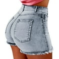 thumbnail image 1 of LEKODE Womens Jean Shorts Bike Shorts Womens Running Shorts Mid Rise Jeans Comfy Shorts for Women Workout Shorts Women's Straight Leg Jean Beach Shorts for Women Light Blue XXXL, 1 of 6