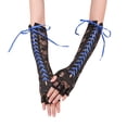 thumbnail image 1 of LEKODE Womens Lace Gloves Prom Gloves Women's Novelty Gloves Formal Gloves Sheer Gloves Derby Gloves Fancy Gloves Arm Warmers Y2k Tea Party Gloves for Women Blue One Size, 1 of 3