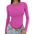 thumbnail image 1 of LEKODE Womens Long Sleeve Shirts Ribbed Knit Fitted Cute Tops for Women Trendy Basic Pullover Shirt Clothes Red 4 M, 1 of 6