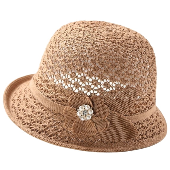 LEKODE Womens Straw Beach Sun Hats, Foldable Packable Floppy Handmade Crochet Hats for Women,Large Summer Vacation Wide Brim Hat Khaki One Size