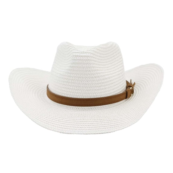 LEKODE Womens Straw Hat Packable Wide Brim Hats Womens Sun Straw Hat Summer Sun hat UV Protection for Men Women Summer Beach Hats with Band Summer Boho Hat Travel Bucket Hat White One Size