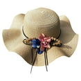thumbnail image 1 of LEKODE Womens Straw Hat Ribbon Bow straw hat summer hat Womens Sun Straw Hat Packable Wide Brim Hat Hat Adjustable Travel Straw Cap beach hat Travel Bucket Hat with Band UV Protection Yellow One Size, 1 of 3