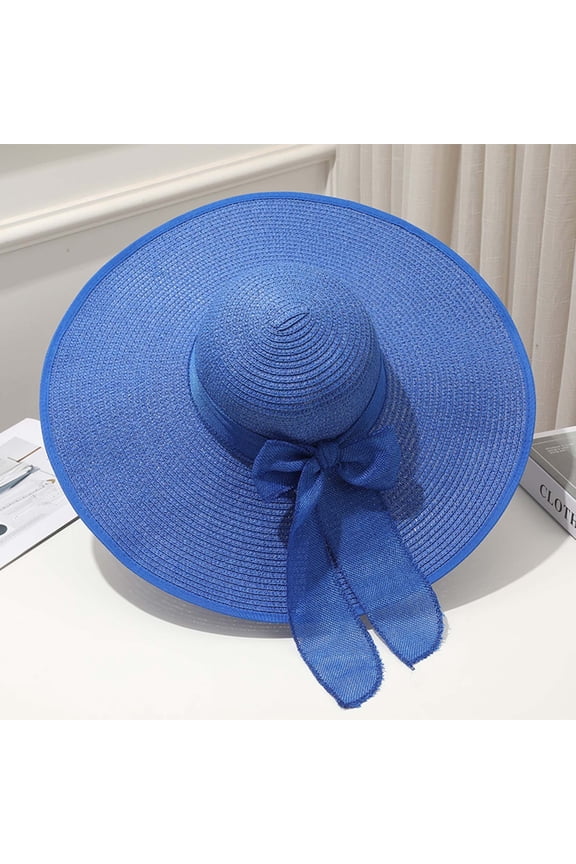 Womens Straw Hat hats for women sun hats straw hat Hat Adjustable lightweight hat Summer Boho Hat Shapeable Brim Travel Straw Cap Beach Gardening with Band floppy sun hat Dark Blue One Size