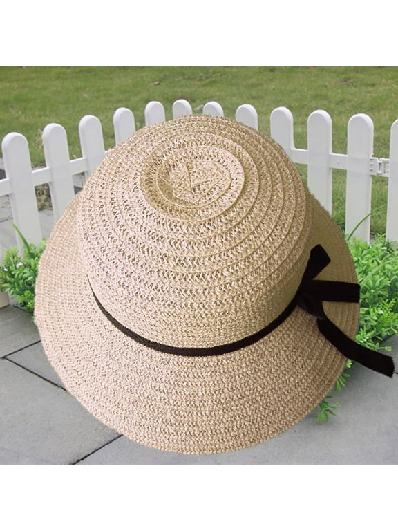 Womens Straw Hat summer hat Outdoor Hat Beach Gardening Packable Wide Brim Hats with Band Summer Boho Hat Womens Sun Straw Hat sun hats Summer Sun hat straw hat Wide-brimmed hat Beige One Size